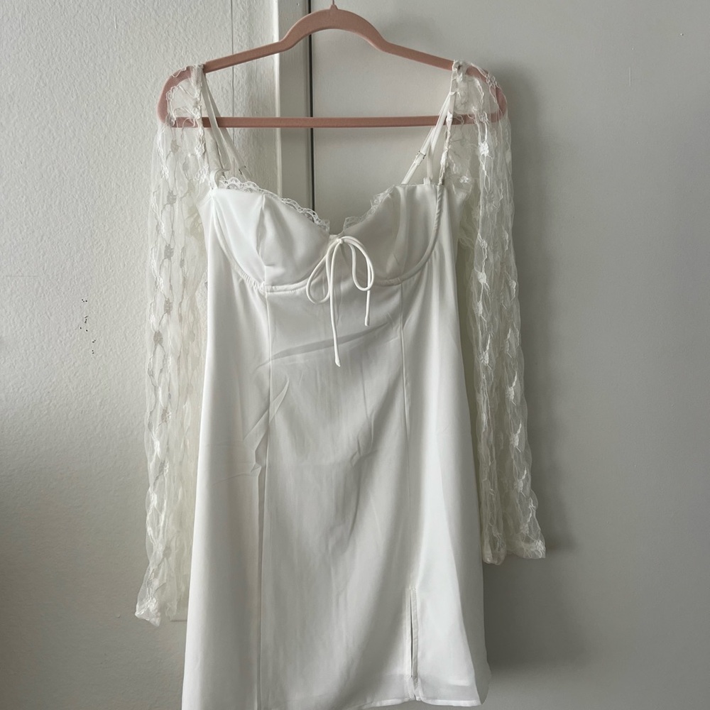 Princess Polly Ashwood Lace Sleeve Mini Dress